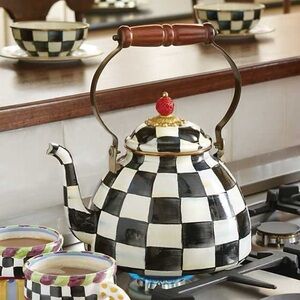 Mackenzie Childs Courtly Check 3 Quart Tea Kettle